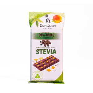 CHOCOLATE ARTESANAL OSCURO 90% CON STEVIA Y MANGO