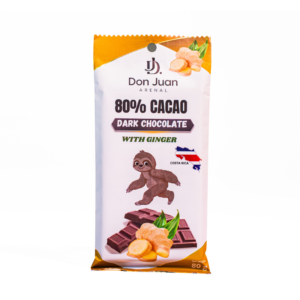 CHOCOLATE ARTESANAL OSCURO 80% CON SABOR A JENGIBRE