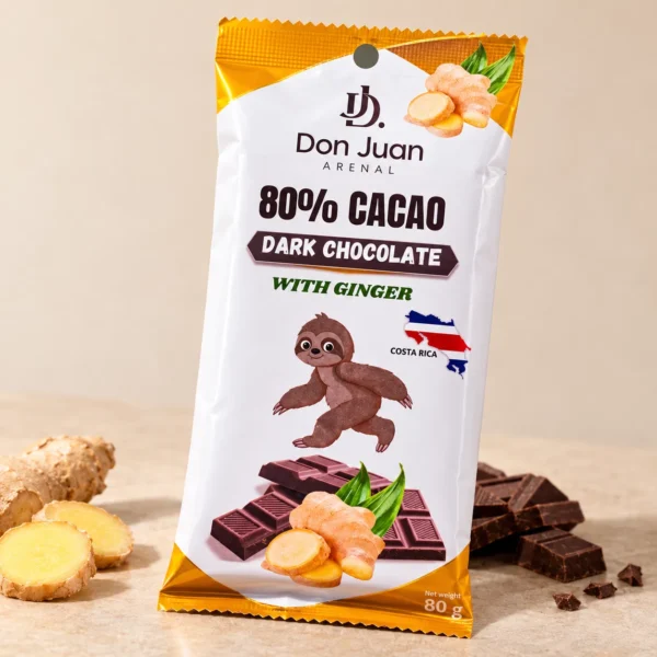 CHOCOLATE ARTESANAL OSCURO 80% CON SABOR A JENGIBRE