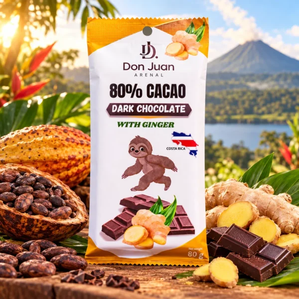 CHOCOLATE ARTESANAL OSCURO 80% CON SABOR A JENGIBRE