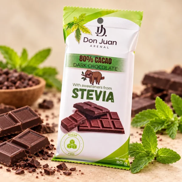 CHOCOLATE ARTESANAL OSCURO 80% CON STEVIA