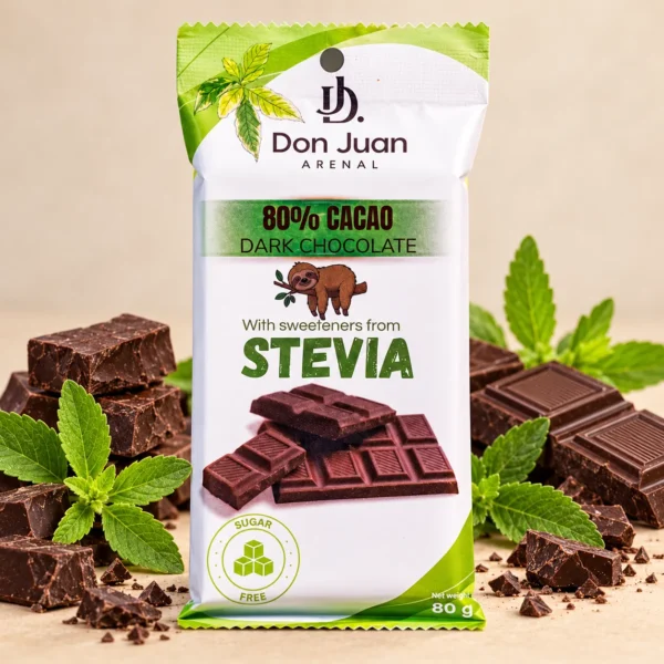 CHOCOLATE ARTESANAL OSCURO 80% CON STEVIA