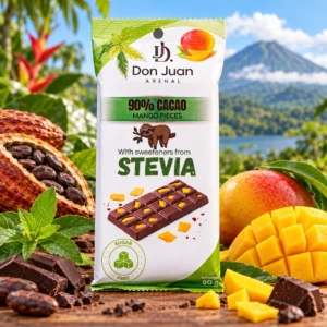 DARK CHOCOLATE 90% CACAO WITH MANGO PIECE SWEETENER FROM STEVIA