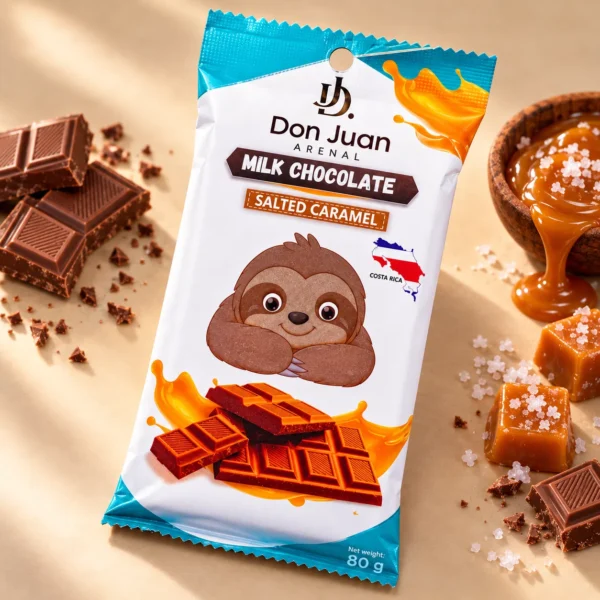 CHOCOLATE ARTESANAL DE LECHE CON SABOR A CARAMELO CON SAL