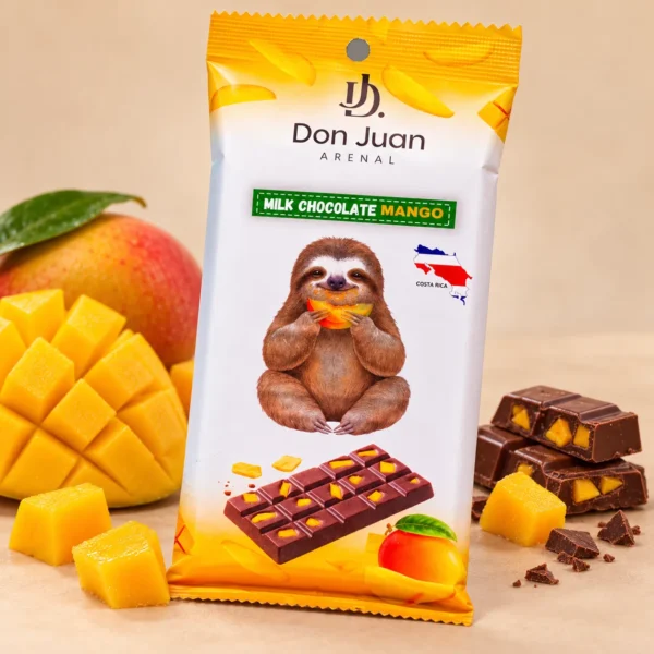 CHOCOLATE ARTESANAL DE LECHE CON TROCITOS DE MANGO DESHIDRATADO