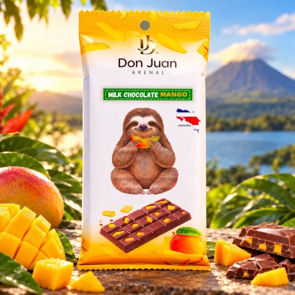 CHOCOLATE ARTESANAL DE LECHE CON TROCITOS DE MANGO DESHIDRATADO
